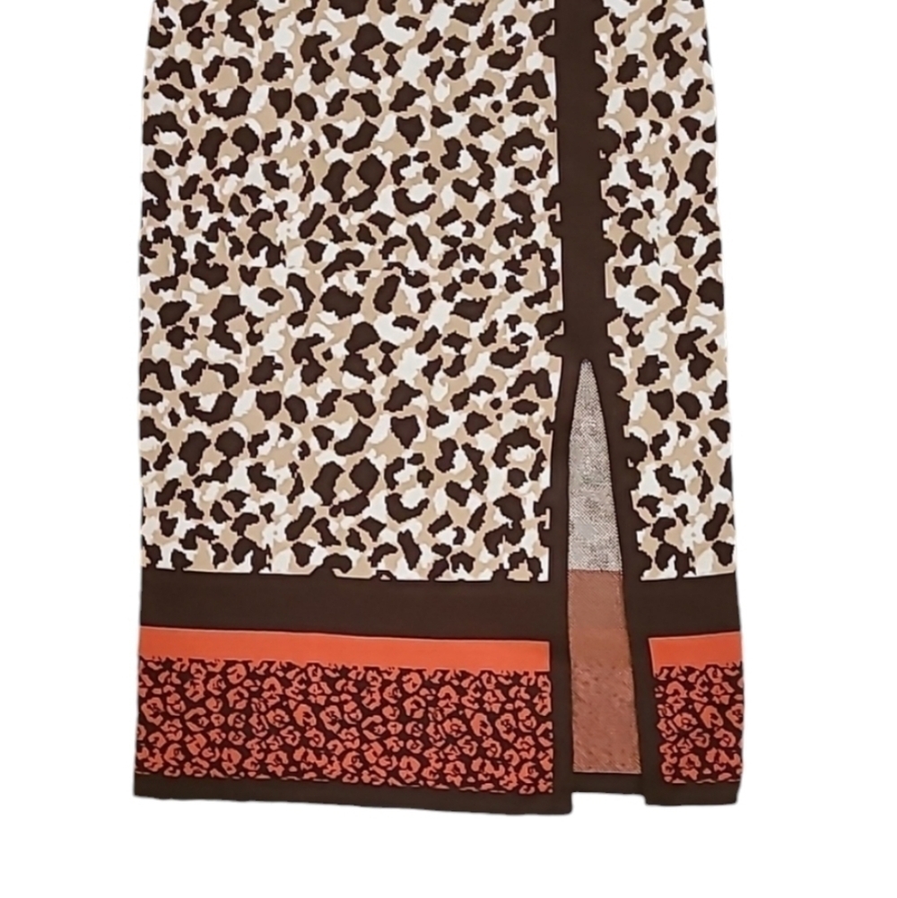 New York & Company 7th Avenue Studio xs midi pencil sweater skirt animal print - Picture 2 of 9